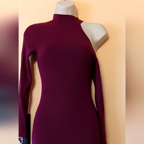 Guess Long Sleeve Purple Sweater Dress with Half Side Cold